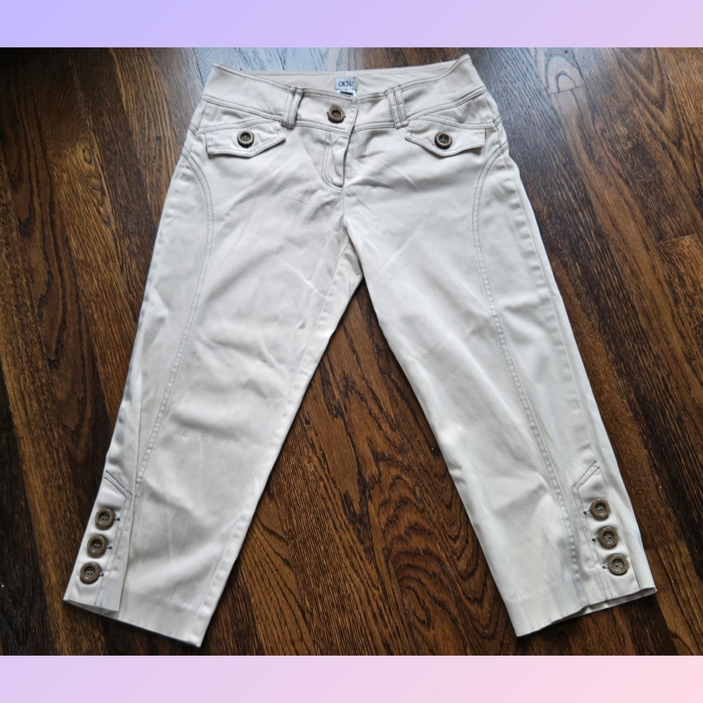 Cache Vintage Crop‎ Button Cotton Pants Size 8